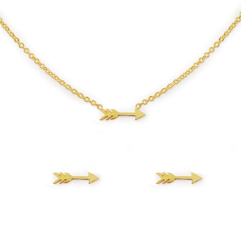 Kitsch Gold Plated Unstoppable  Arrows Necklace and Earring Set New